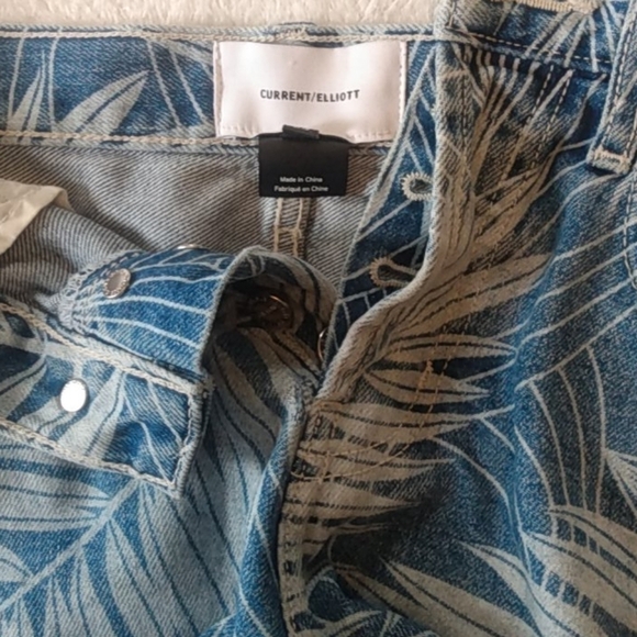 Current/Elliott Denim High Waist Tropical Palm Print Shorts - Picture 6 of 7